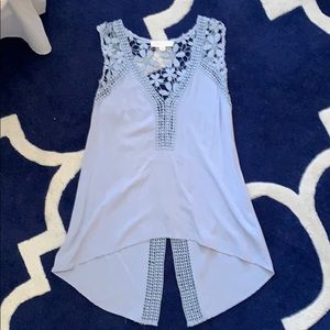 Blue crochet lace tank top